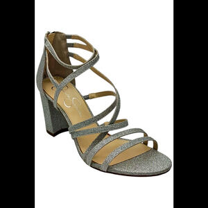 Jessica Simpson Women's Stassey Strappy Block Heel Sandals Silver - Medium